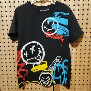 Indent Youth 8 Black Graphic Print Graffiti T-Shirt Boys Colorful